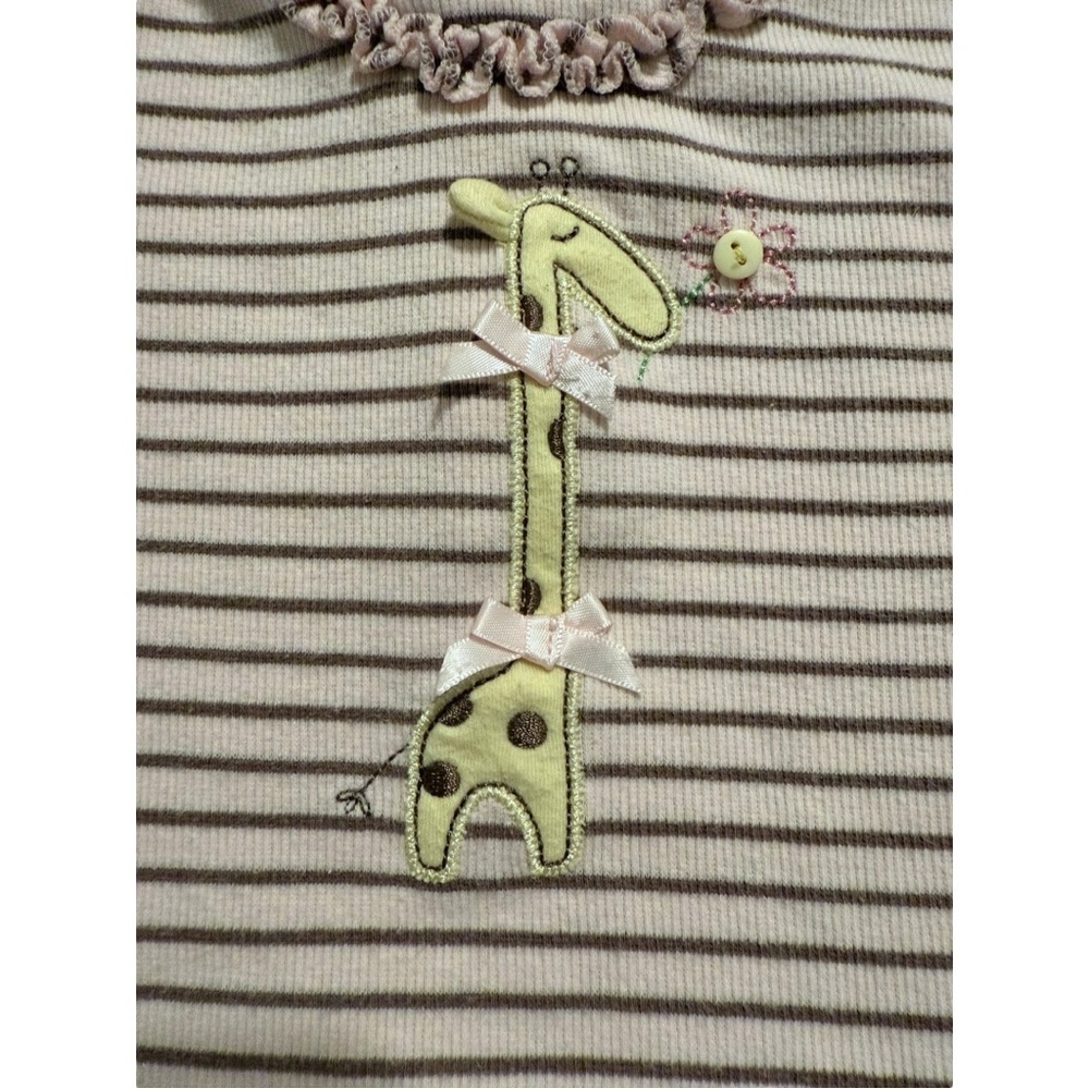 Vintage Le Top Baby Girl Giraffe Outfit 9M Pink Stripe Dress & Leggings - Picture 3 of 11